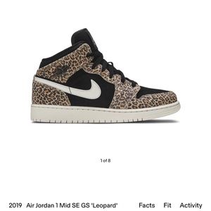 2019 Nike Air Jordan 1 Mid SE Leopard - Youth 7 = Women’s 8/8.5